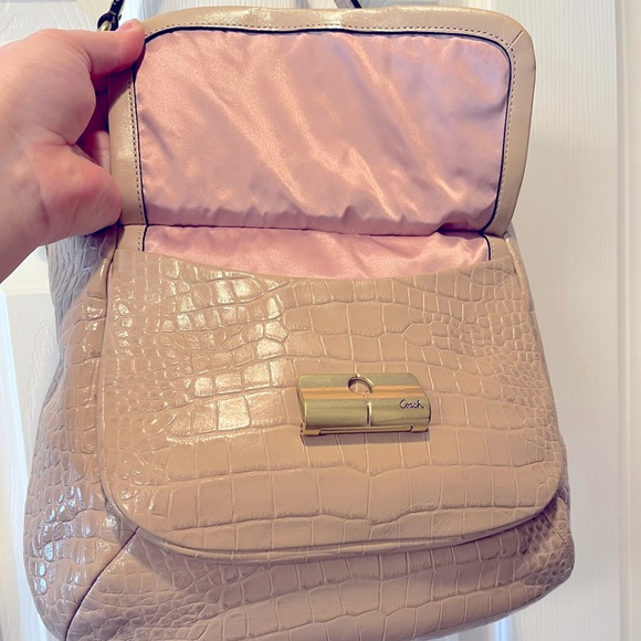 Coach Kristin beige leather crocodile embossed large handbag. - Picture 5 of 9